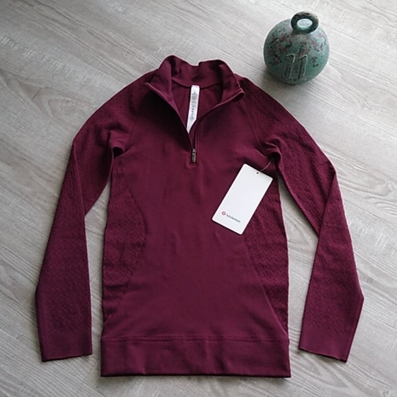 lululemon athletica Tops - Lululemon Reveal 1/2 Zip Mindful Motion Deep Ruby